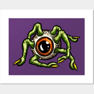 Eyeball Spider Fingers Weird Art Tattoo Cartoon Style Eye Green Posters and Art